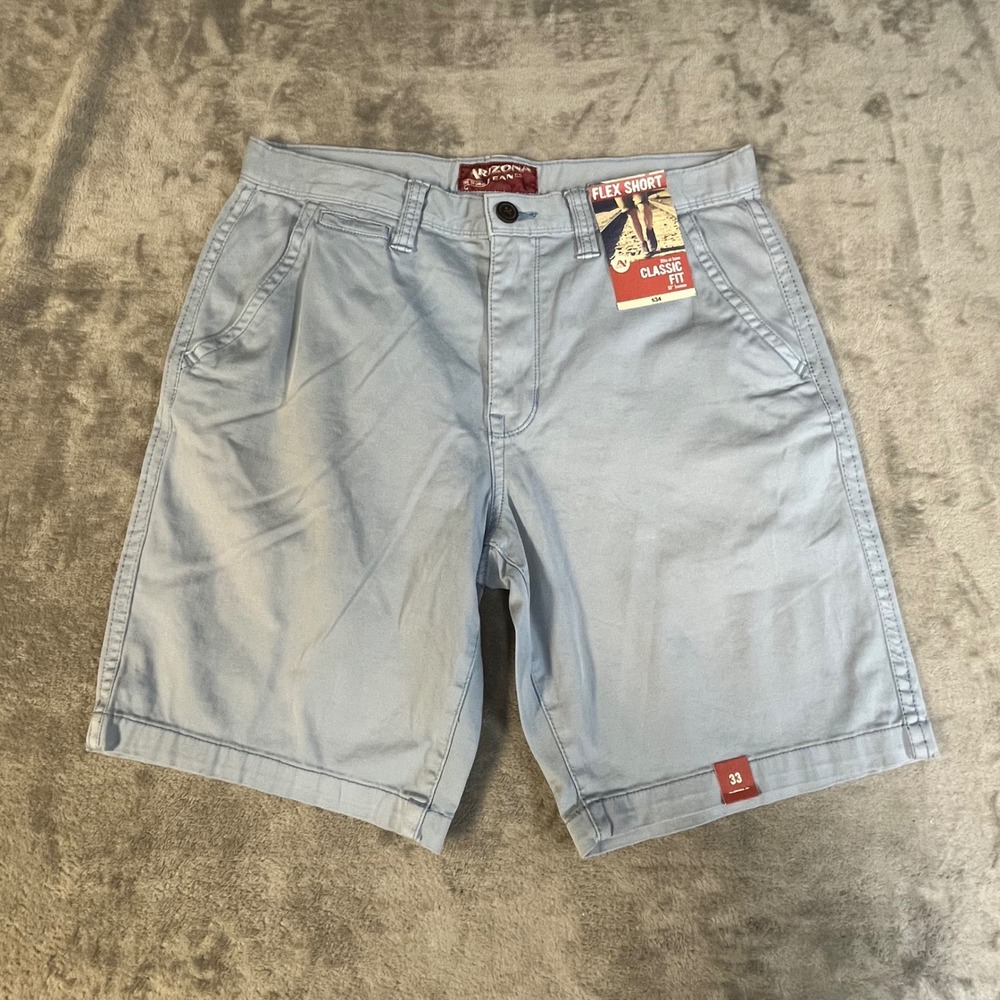 Arizona Jean Co Flex Shorts Mens 33 Vermont Blue Classic Fit Chino Stretch